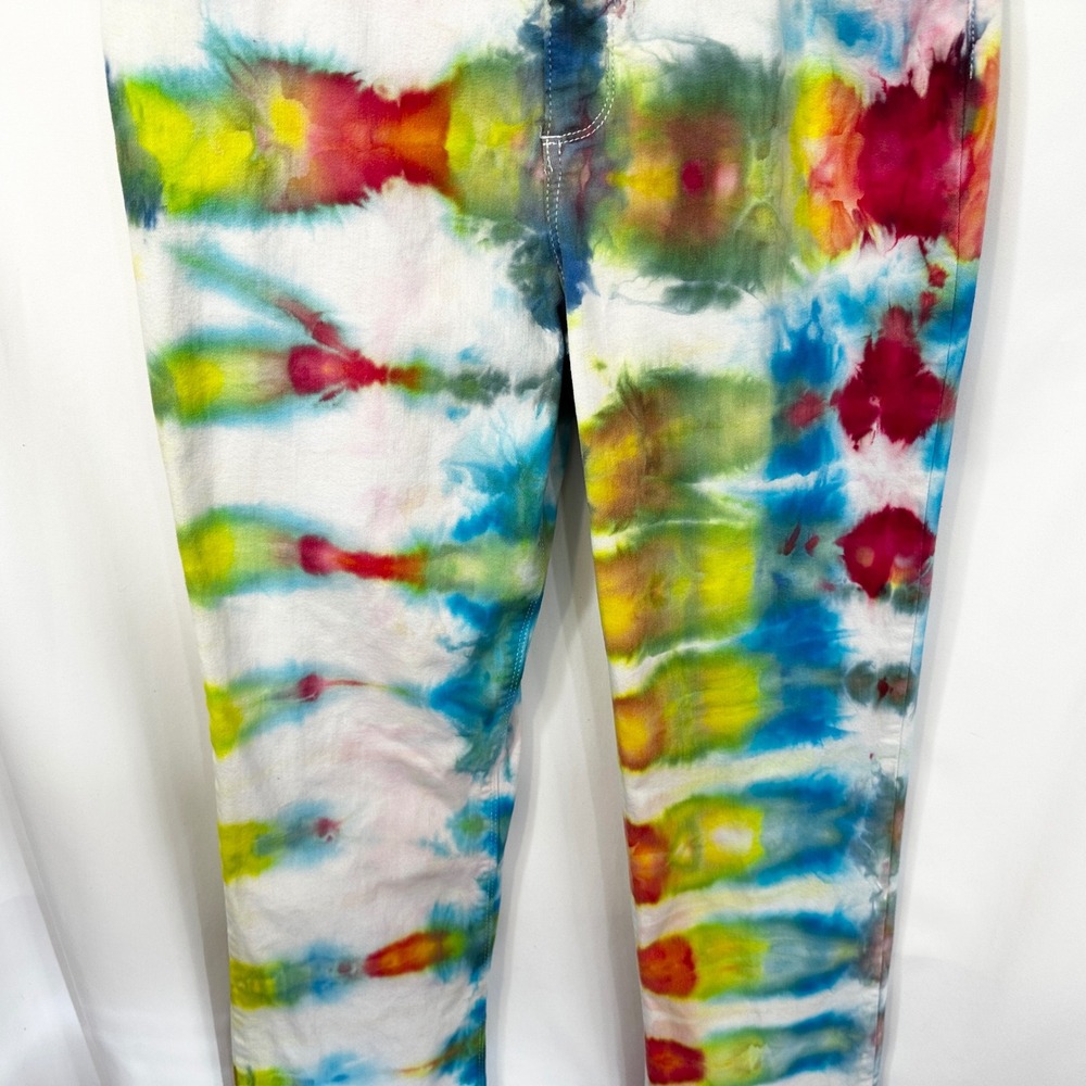 Lee Size 12 Jeans Handmade Tie Dye Jeans High Rise Straight Leg Festival 636 - Picture 5 of 11